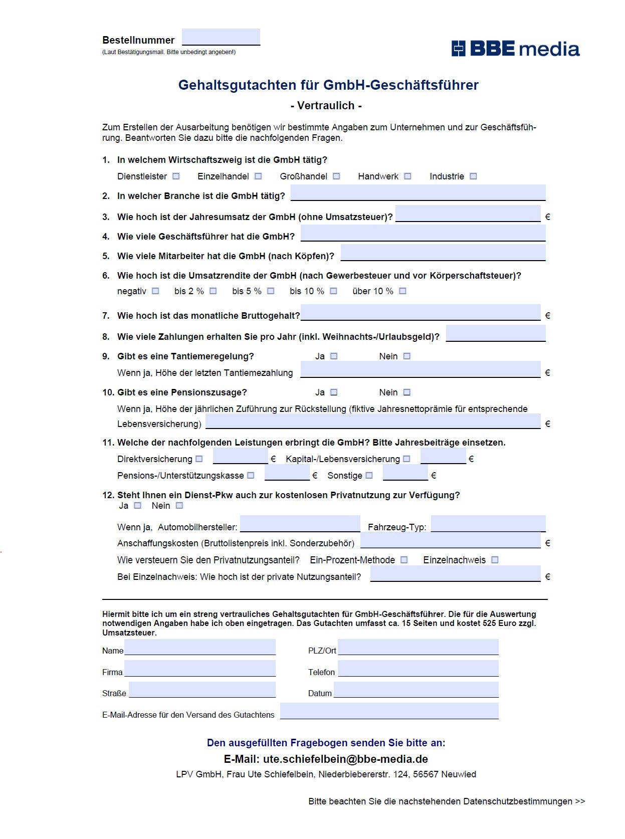 Gehaltsgutachten für GmbH-Geschäftsführer