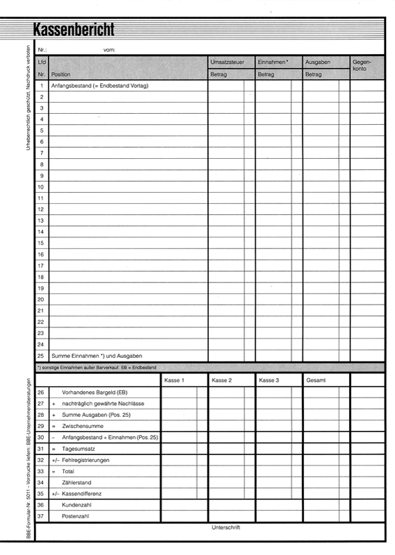 Kassenbericht