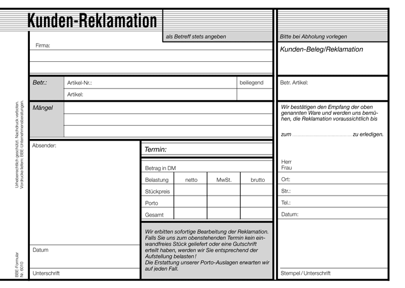 Kunden-Reklamation