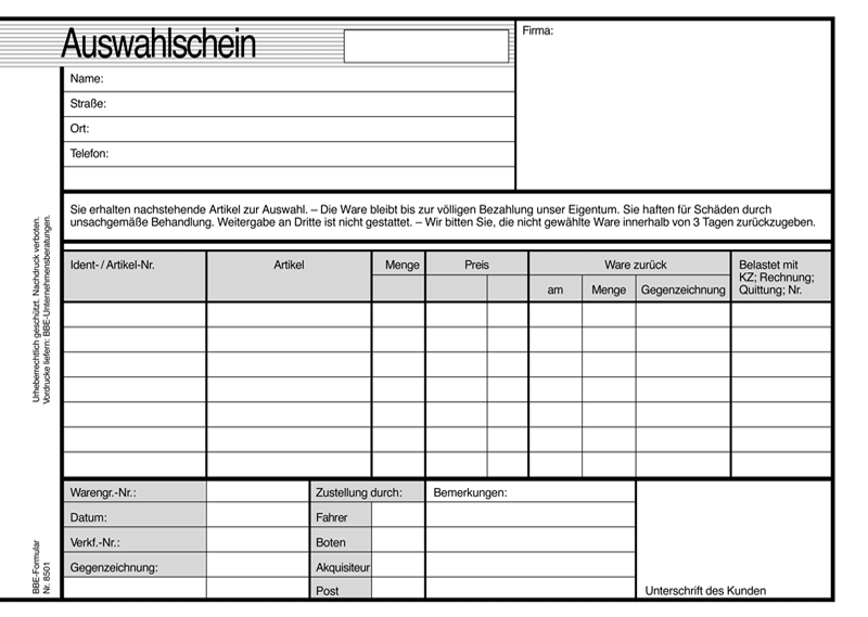 Auswahlschein 2farbig